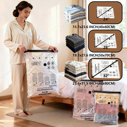 Space Saving Vacuum Compression Bags 15-Pack, 3 Sizes with Cordless USB Rechargeable Pump, Waterproof Reusable Bags for Travel & Clothing